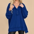 thumbnail image 2 of Plain Pullover Sweatshirts, Women's Oversized Sweatshirt Casual Long Sleeve Button Henley Neck Vintage Tunic Tops (Small, Blue 02), 2 of 6