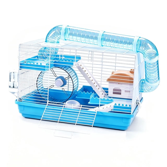 Almencla Hamster Cage Interactive Portable Habitat House for Rats Hamsters Guinea Pig Blue
