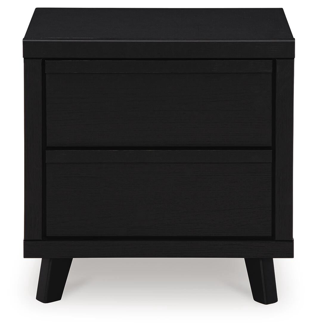 Signature Design by Ashley Danziar Modern Black Nightstand with USB and Wireless Charging, 2 Drawer Bedside Table