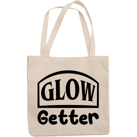 12oz Canvas Tote Bag - Glow Getter, Beautiful & Successful Women Appreciation Quote - Beauty Themed Merch for Makeup Artist or Cosmetologist, Gift for Makeup Lovers & Beauticians