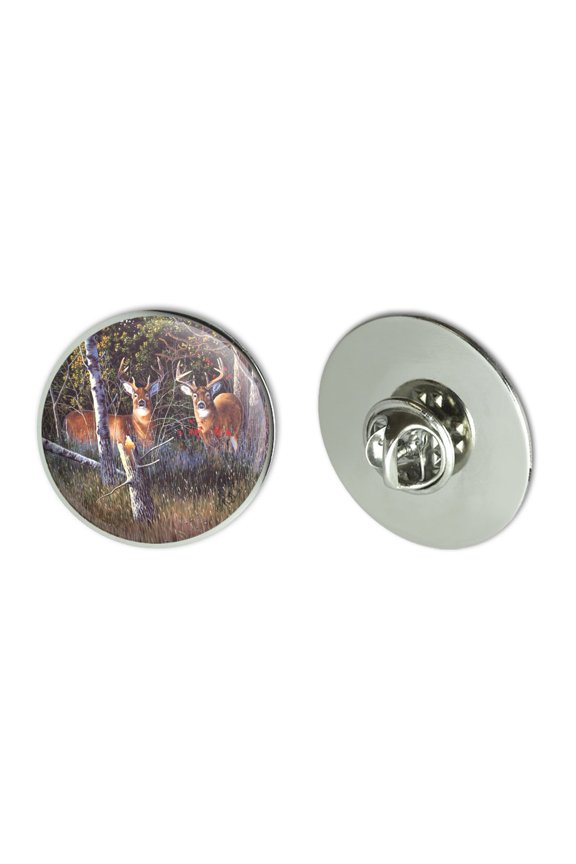 Deer in the Woods Metal 1.1" Tie Tack Hat Lapel Pin Pinback