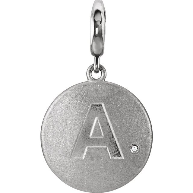 Precious Stars Unisex Sterling Silver Initial 'A' 0.005ct Diamond Disc Charm