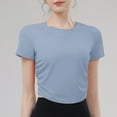 thumbnail image 1 of T-Shirt pour Femmes, Manches Courtes Col Rond Haut Décontracté, Polyester Spandex Extensible Doux pour Usage Quotidien, 1 of 3