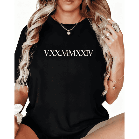 Vintage Roman Numeral Graphic Suitable Tee T-Shirt Print Top Short Sleeve Round Neck Black S-5XL