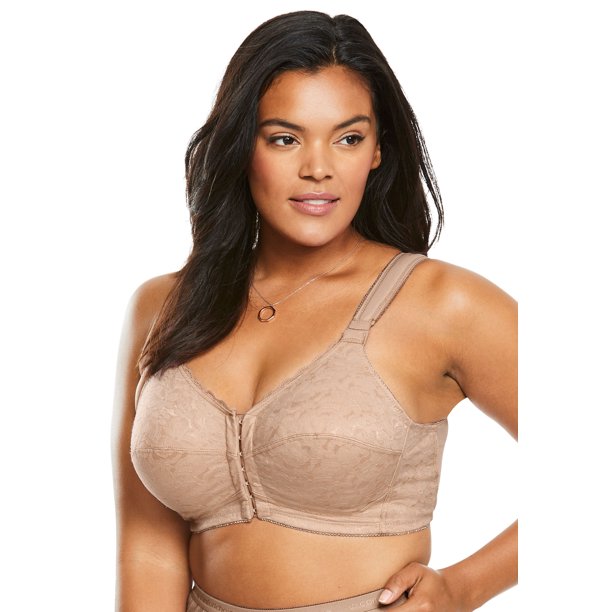 Comfort Choice Women's Plus Size Lace Wireless Posture Bra FrontClose