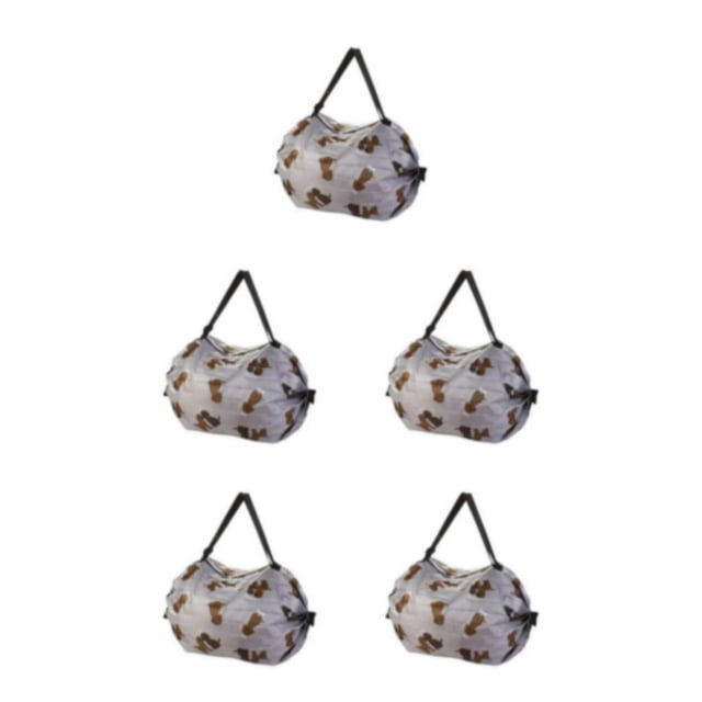Wweixi Sac de Rangement Réutilisable Pliable Écologique et Polyvalent Sac de Courses pour Voyage Polyester Sacs de Rangement Pliables Sac à Main Chiot Brun 5Ensemble