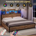 Farmhouse Full Bed Frame with Storage Drawers & LED Lights & Charging