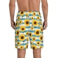 thumbnail image 4 of Lsque White Blue Striped Sunflower Mens Sleep Pajama Shorts,Short Pajama Pants, Cotton Ultra-Soft Knit-X-Large, 4 of 9