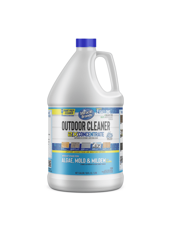 Miracle Brands Outdoor Cleaner 2x Concentrate for Algae, Mold, and Mildew 1 Gallon
