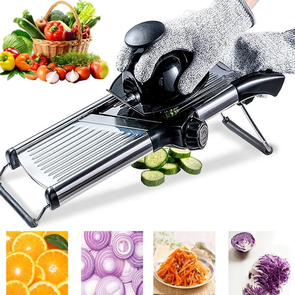 Yunnyp Mandoline Food Slicer, Adjustable Stainless Steel Vegetable Slicer with Hand Guard, Fruit Vegetable Onion Potato Julienne Chopper Slicer