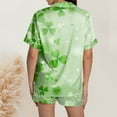 thumbnail image 5 of IWRICH Pajama for Women Short Sleeve Button down Tops and Shorts Satin Pjs 2 Piece Soft Sleepwear Loungewear Set 04-Light Green L, 5 of 5