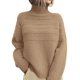 thumbnail image 1 of Suéter PRETTYGARDEN para Mujer Cuello Alto Tejido Grueso Caqui, 1 of 6