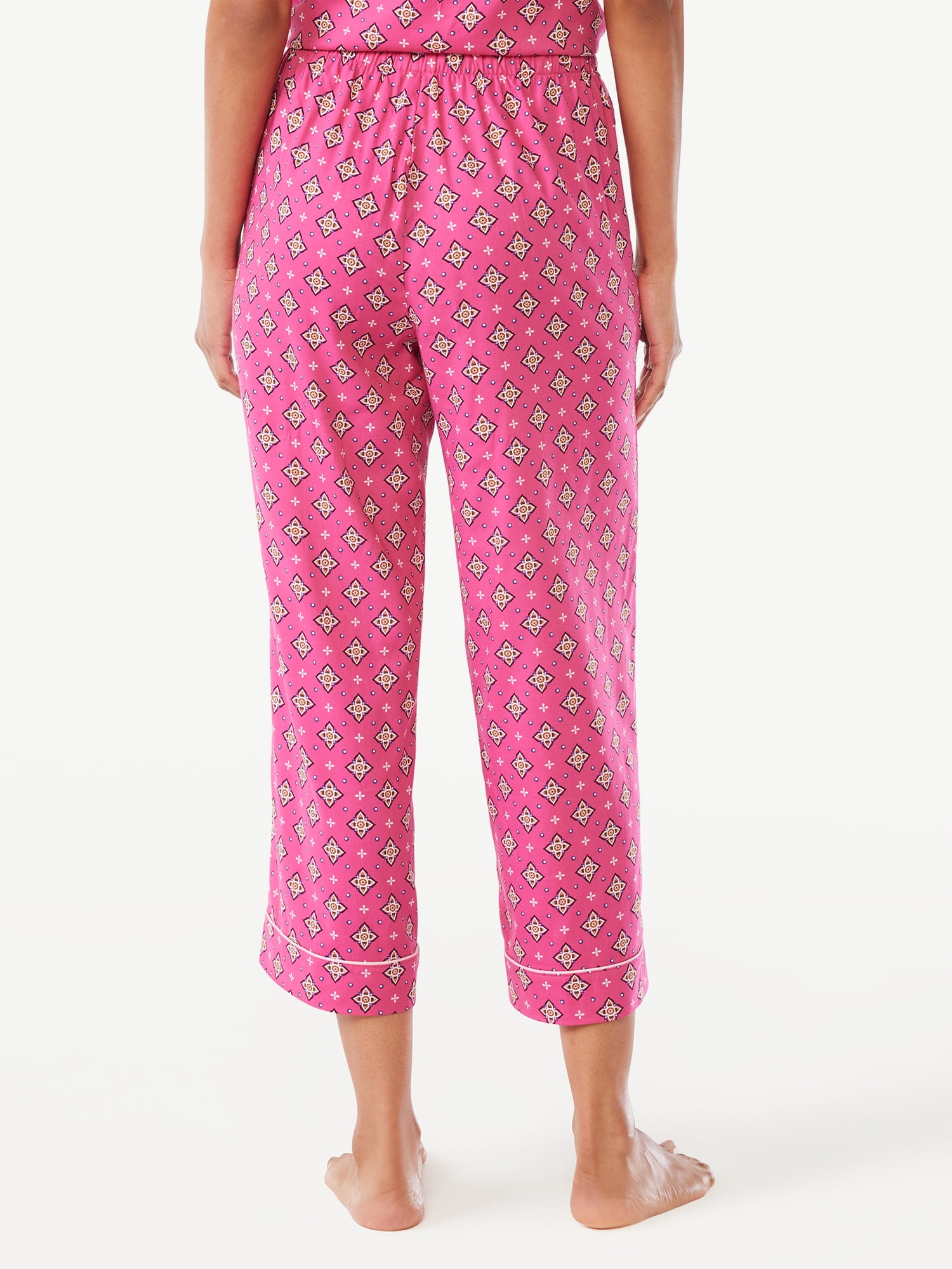 Joyspun Women's Woven Cropped Pajama Pants, Sizes S to 3X