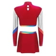 thumbnail image 4 of Alvivi Costume de Cheerleading pour Femmes Robe d'Uniforme Ensemble 2 Pcs Haut Court à Manches Longues avec Mini-Jupe Bourgogne G, 4 of 6
