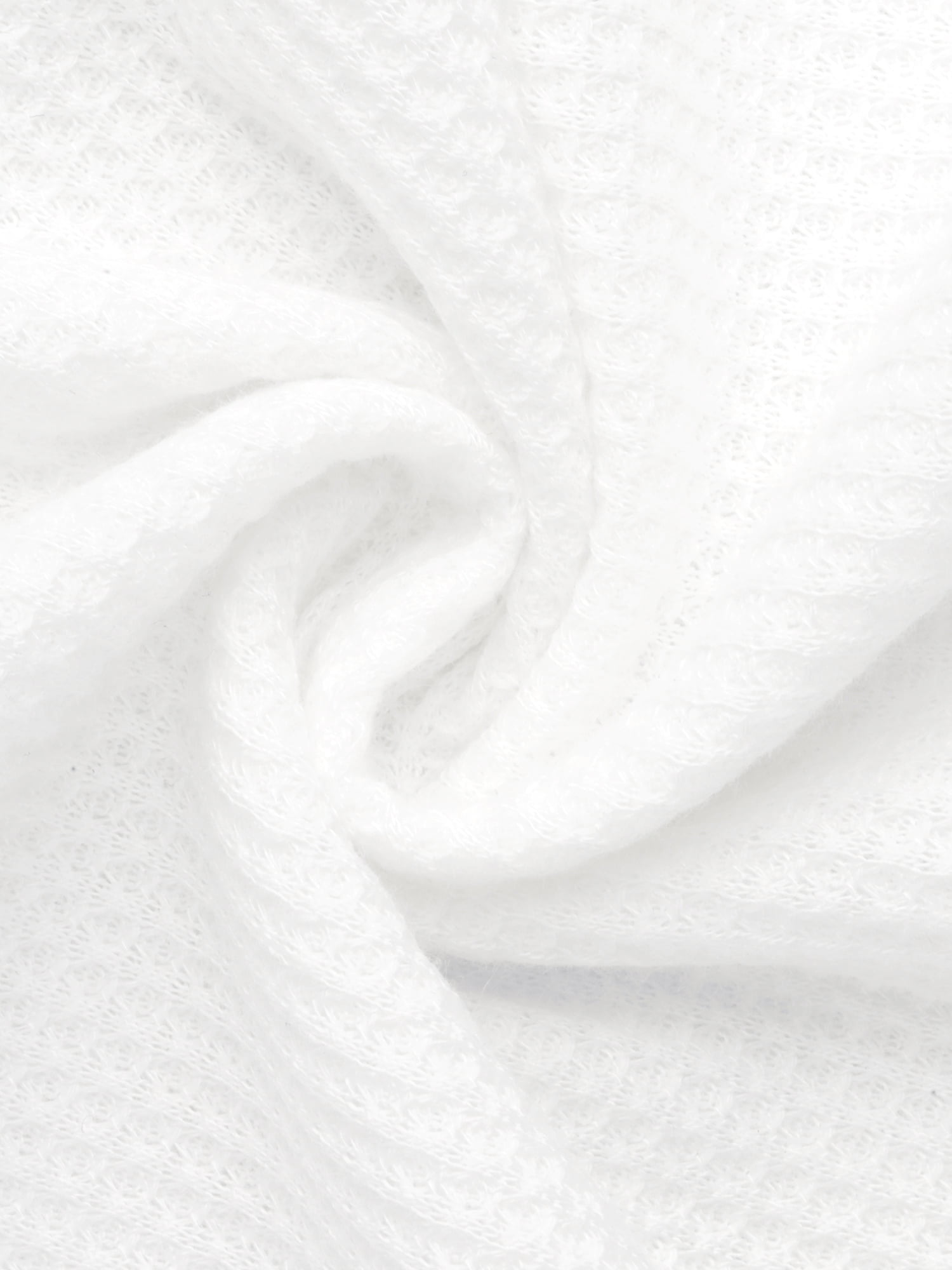 DARING DIVA Women's Zipper Robes Waffle Short Sleeve Bathrobe with Pockets M White