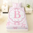 thumbnail image 4 of spefrowx Princess Bow Letter B Twin Sheets for Kids, Pink Stripe Heart Print Bedding, 3-Piece, 1 Flat Sheet, 1 Fitted Sheet and 1 Pillowcase, 4 of 6