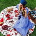 thumbnail image 3 of Happy Canada Day Round Tablecloth 60 Inch - Waterproof Fabric Table Cloth Protector, Filling Autumn Red Maple Black Line Beaver Tablecloths Washable Table Cover for Kitchen Banquet Coffee Table Party, 3 of 6