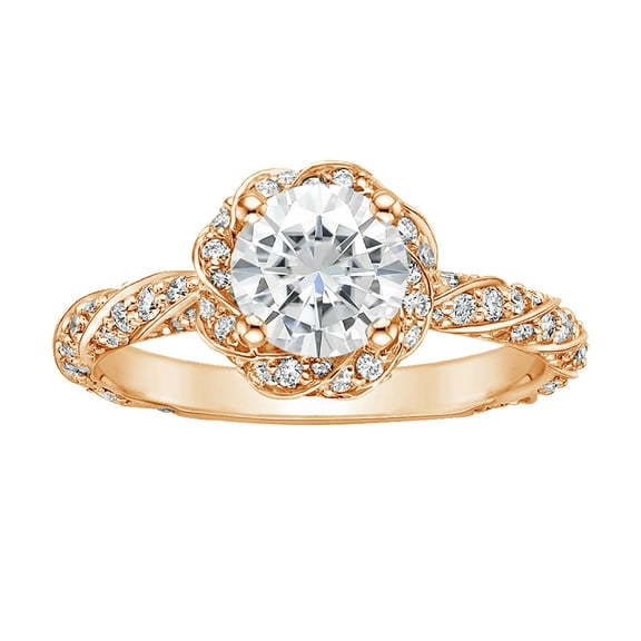 Arista 1-1/3 Carat T.W. Swarovski Stone Twisted Shank Engagement Ring in Pink plated Sterling Silver