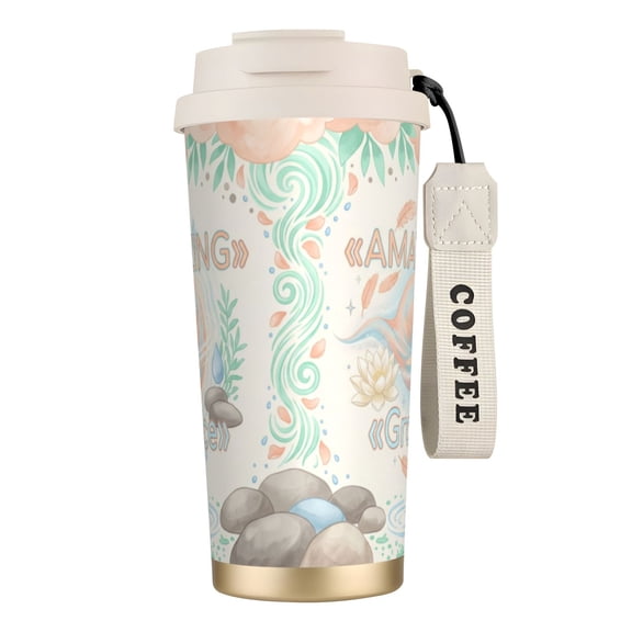 Inspirational Tumbler 18oz "Grace Upon Grace" Botanical Style, Leak-proof Mother's Day Gift