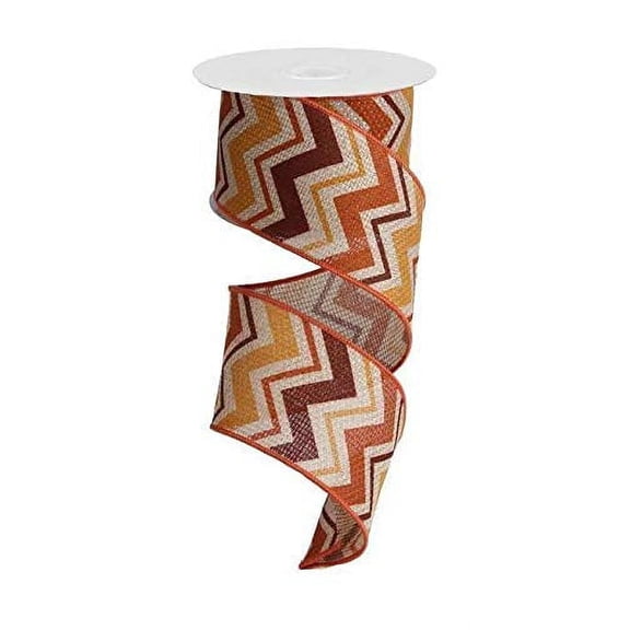 Burgundy, Rust, Butternut Chevron Wire Edged Ribbon - 2.5" x 10 yardsRG120942
