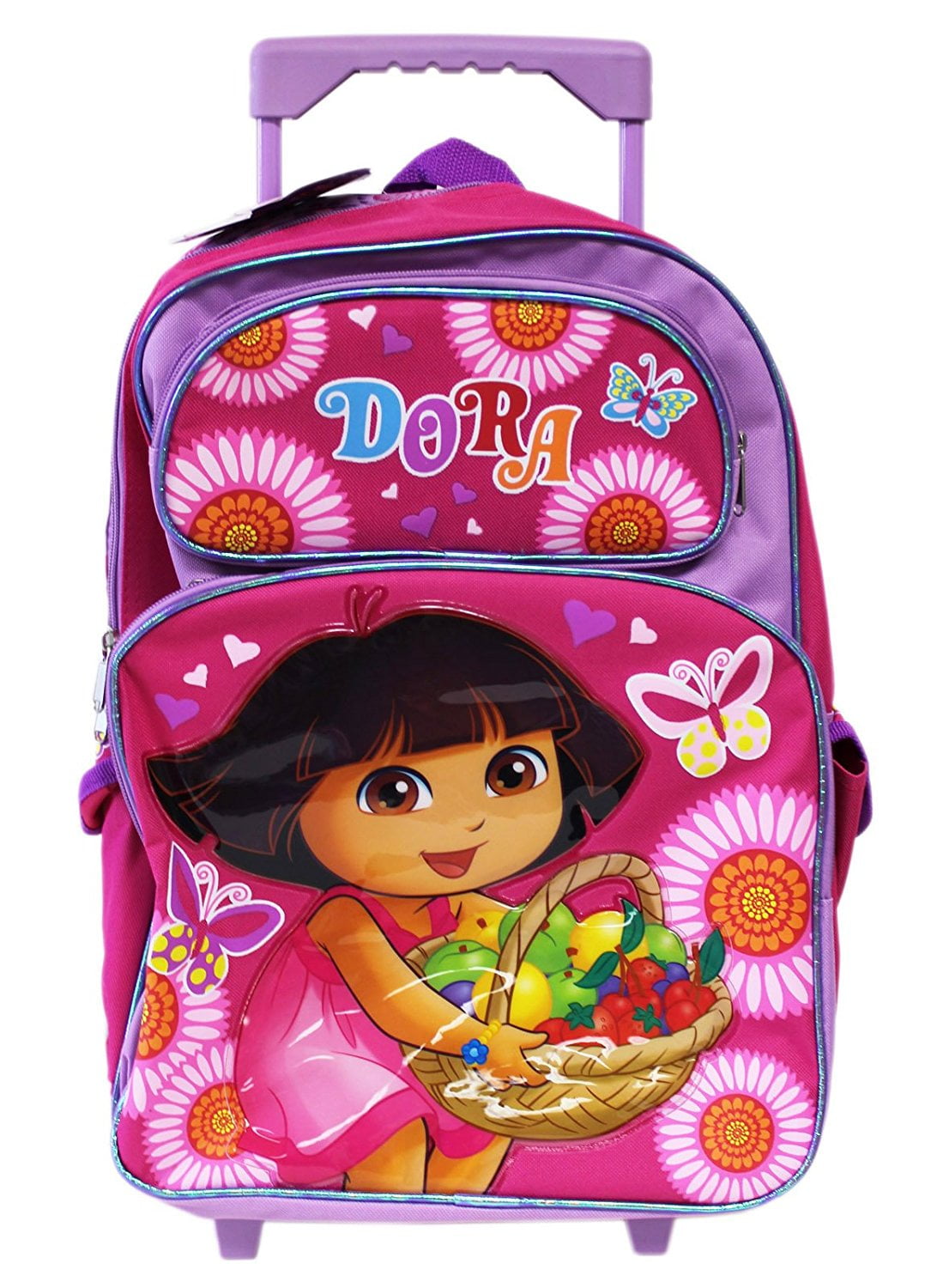 Full Size Pink Dora the Explorer Fruit Basket Rolling Backpack