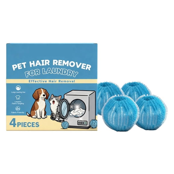 LUVCLS 4 Pcs Reusable Laundry Dryer Balls, 1.37-inch Pet Hair Remover Cubes, Fabric-Safe Fur Catcher for Washing Machine & Clothes