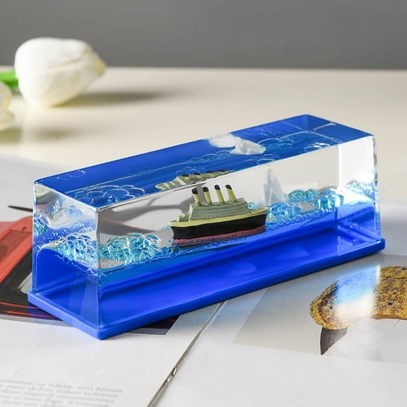 Fluid Cruise Ship Never Sink Rectangle Boy Birthday Gifts - Smooth Desktop Boat Model - Fluid Drift Bottle - Home Supplies