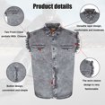 thumbnail image 4 of Dream Apparel Men's Biker Cuttoff Vest Denim/Cotton Shirt with Vintage and Frayed Sleeveless Look 2 Front Pockets, 4 of 7