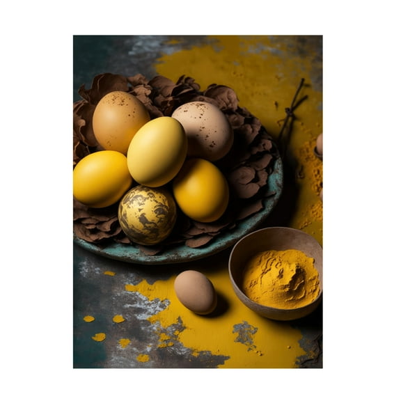 Canvas Wall Art - Treechild 'Yellow Eggs' Wall Art for Living Room, Bedroom, or Office D?cor by Trademark Fine Art - 14 x 19 Inches