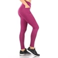 thumbnail image 2 of Crossover Waist Tummy Control Sculpting Sport Leggings With Pockets - Magenta, 2 of 4