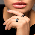 thumbnail image 5 of Blue and Black Wedding Band Ring - 8mm Wedding Rings Brushed Finish - Blue Edges, 5 of 5