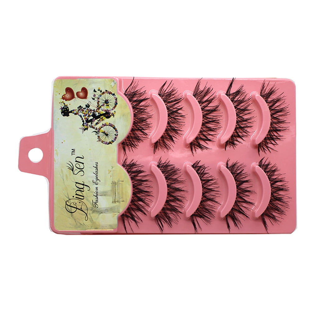 Outdoorline 5 Pairs Natural Soft Eye Lashes Makeup Handmade Messy Thick ...