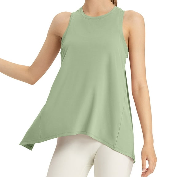 Lixiuxyad Women Strap tank top Women's Tanks & For Daily Wear Sports And Yoga Round Neck Sleeveless Hollow Back Design For Comfort And Style(Green L)