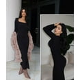 thumbnail image 3 of SHAPERX Women's Long Sleeve Dress Soft Lounge Ribbed Square Neck Bodycon Maxi Dresses, 3 of 6