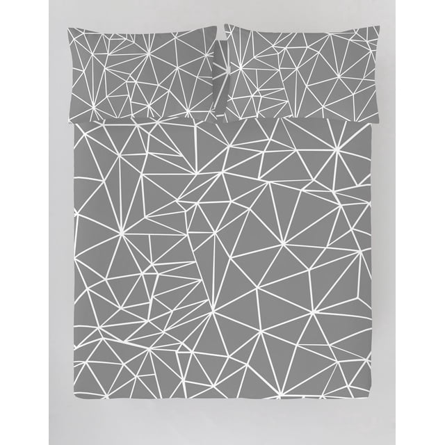 Gouchee Home Triangle Queen Duvet Cover Set – 3-Piece OEKO-TEX Certified Cotton Bedding with Modern Geometric Print