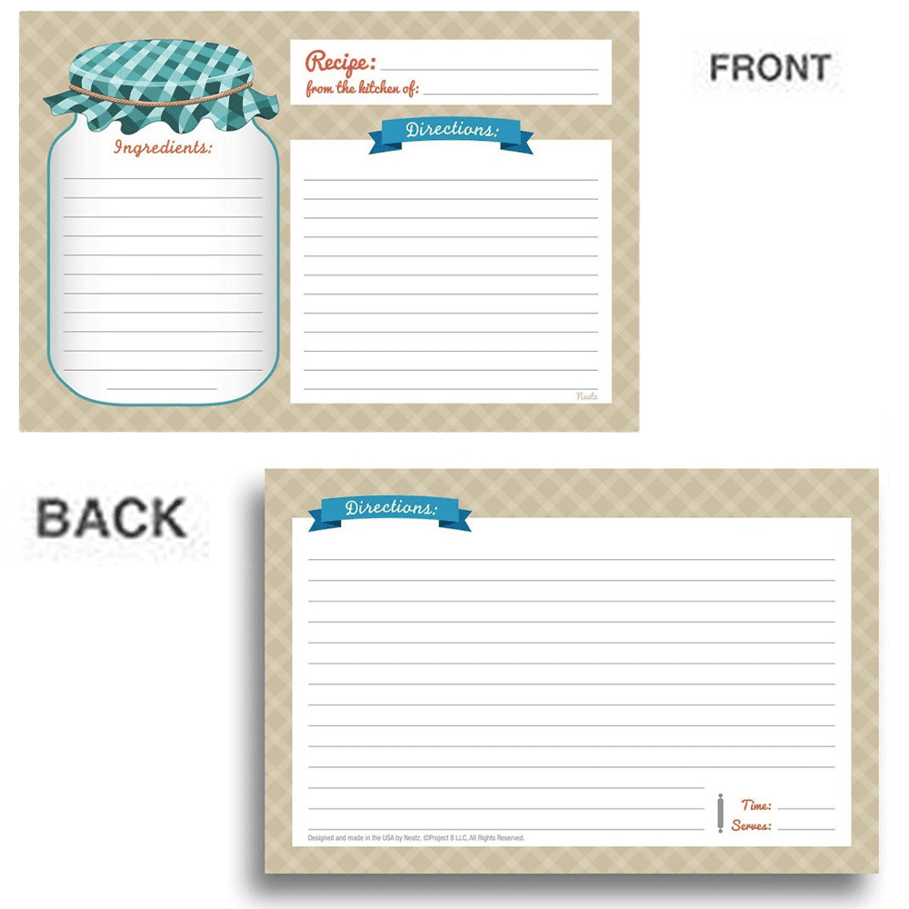 Bridal Recipe Cards Double-Sided Kitchen Recipe Cards Sage Green Recipe Cards Notecards for Wedding