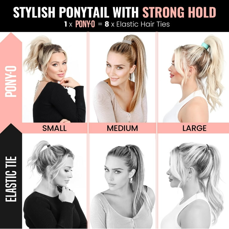 PONY-O Revolutionary Hair Tie Alternative Ponytail Holders - Medium Size for Fine to Normal Hair or Slightly Thick Hair - 2 Pack Dark Brown Original