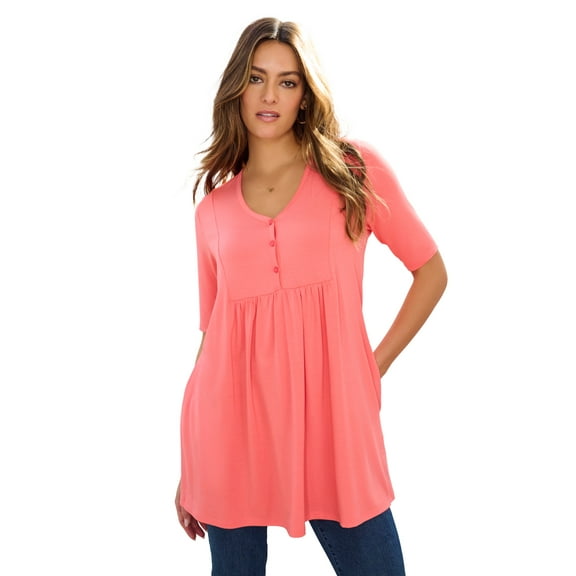Roaman's Women's Plus Size Henley Tunic