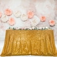 thumbnail image 1 of PiccoCasa Polyester Square Gold Sequin Tablecloth for Party Wedding 90"x90" Gold, 1 of 7