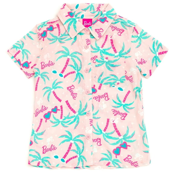 Barbie Hawaiian Button Down Dress Shirt Toddler to Big Kid