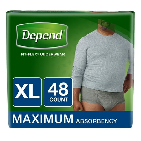 Depend FIT-FLEX Incontinence Underwear for Men, Maximum Absorbency, XL, 48
