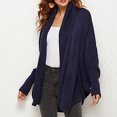 thumbnail image 4 of Lilgiuy Women's Casual Solid Color Loose Knit Top Long Sleeve Cardigan Sweater V-Neck Sweater,Blue,6 Dresses for 2022, 4 of 5