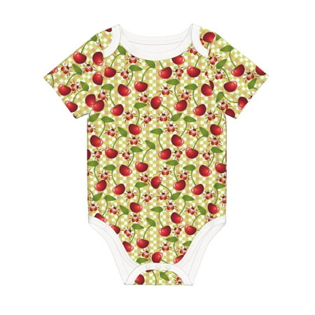 

Matuu Cherries and Ladybirds for Baby Short-Sleeve Bodysuit Soft Cotton Comfortable and Breathable Perfect for Newborns and Infants