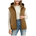 thumbnail image 6 of larppty Puffer Vest Women Sleeveless Zip Up Quilted Jackets with Pockets Fall Comfy Coats Winter Warm Lightweight Outerwear (Brown, XXL), 6 of 6