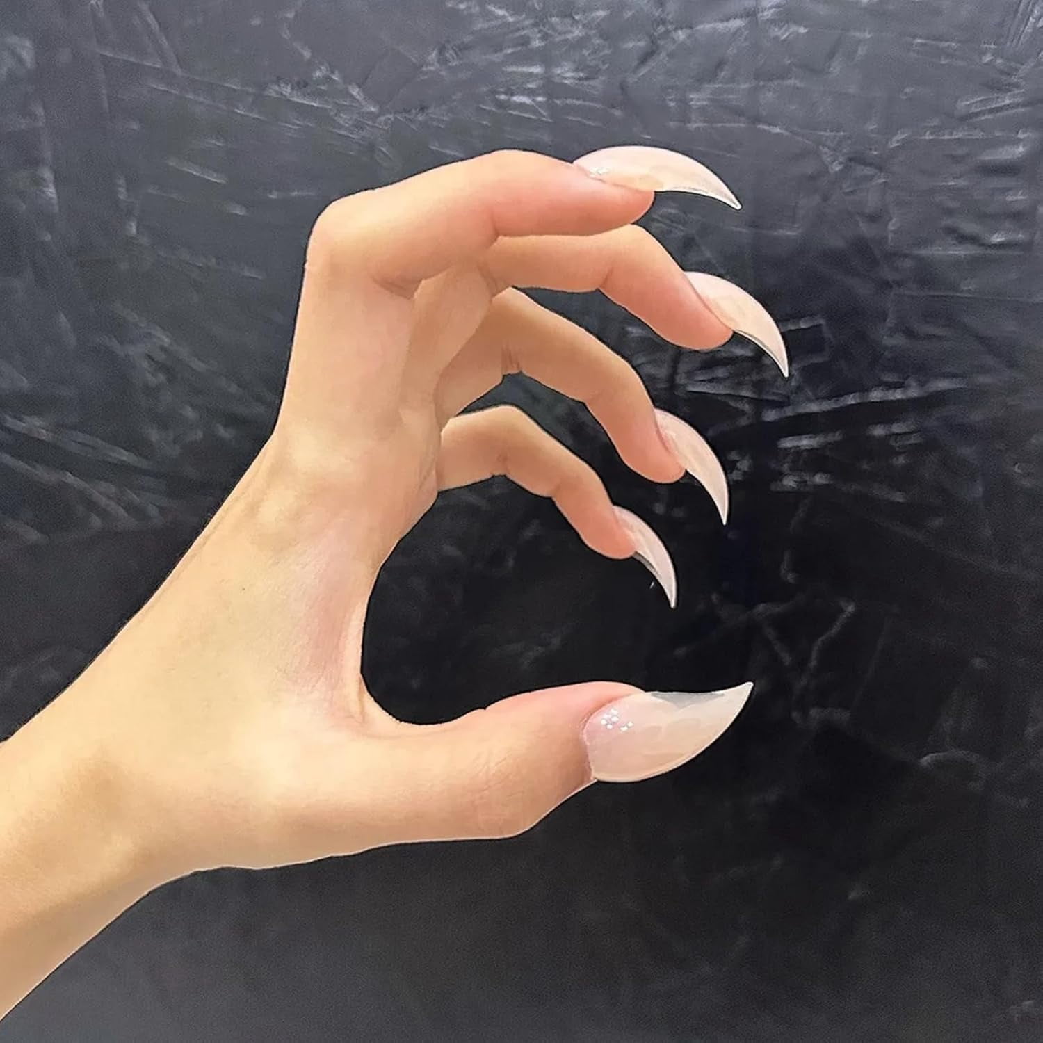 Cute Cat Claw Press on Nails Nude Short Stiletto Handmade Reusable Thick Acrylic Cat Dragon Eagle Claw False Nail Glossy Glue on Nail