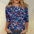 thumbnail image 2 of WEANT Women Tops Summer Fouth Of July Casual Independence Day Crew Neck 3/4 Sleeve Ladies Blouses Dressy Tee Shirts Fashion American Flag Outfits for Women Dark Blue M, 2 of 5