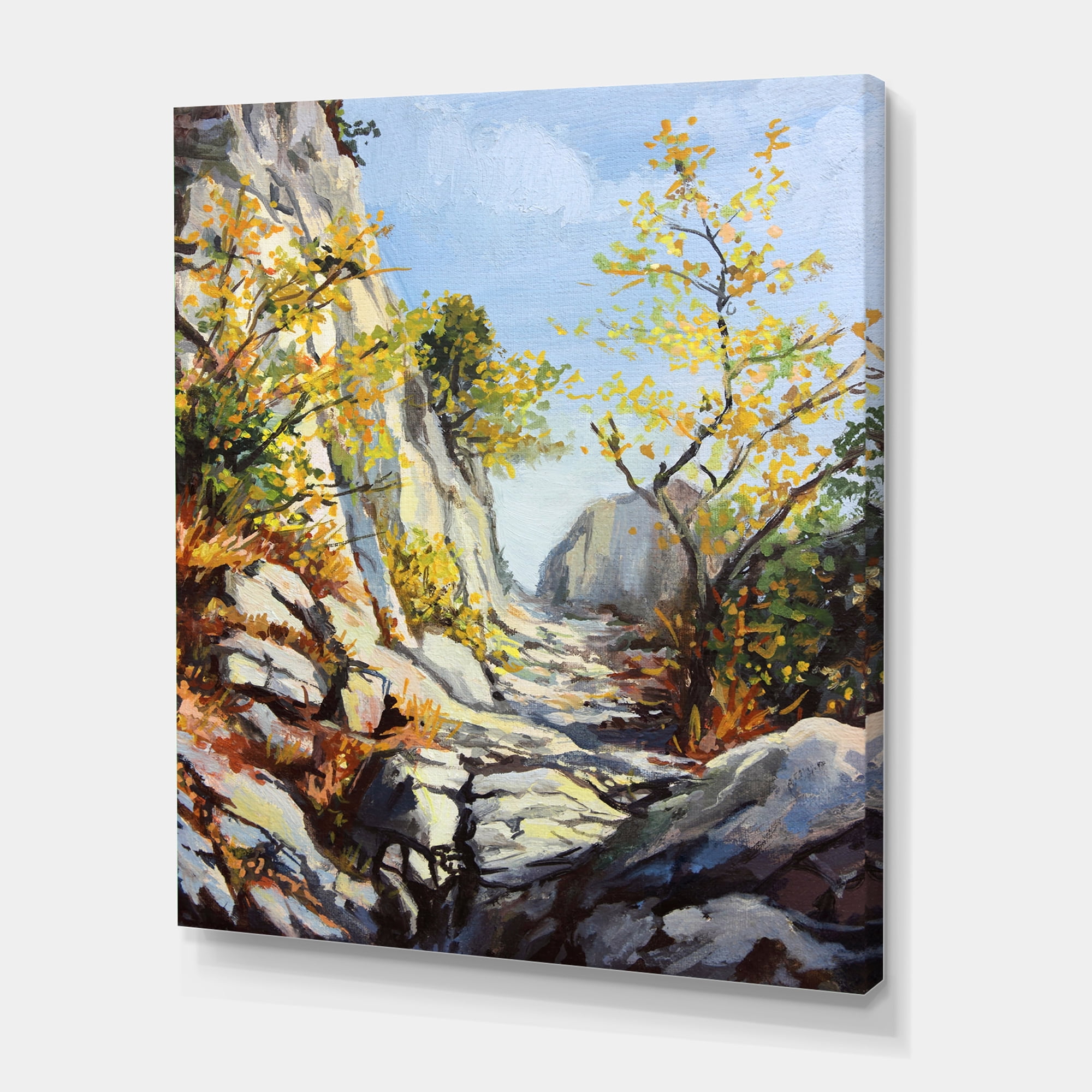Designart ' Marble Path In Autumn Mountain ' Traditional Canvas Wall Art Print