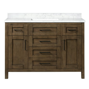 Eviva Aberdeen 48 Transitional Gray Bathroom Vanity With White Carrara Countertop Com - Home Decorators Collection Aberdeen 24 Hours
