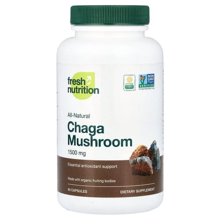 Fresh Nutrition Chaga Mushroom, 90 Capsules (500 mg per Capsule)