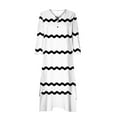 thumbnail image 4 of Drses Women Midi Dress Casual Loose Printed Irregular Buttoned Hem V-Neck 3/4 Sleeve Pleated Summer Dresses, 4 of 5